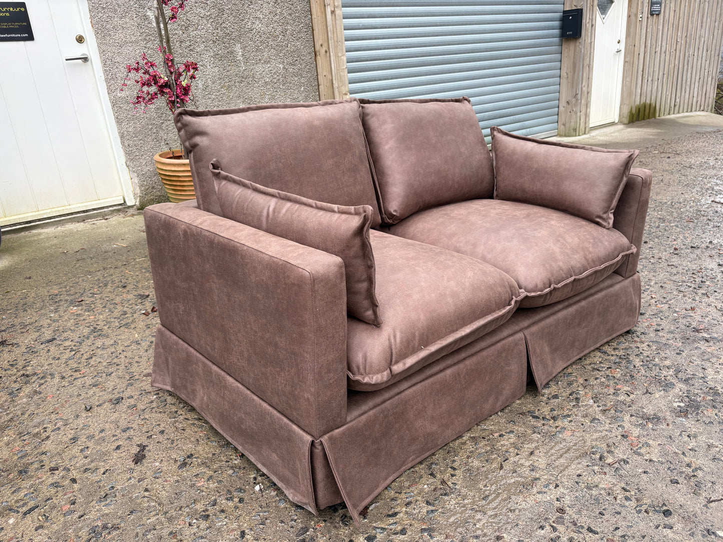 Small 2 seater Brown Leather Sofa - Perfect for a rental property