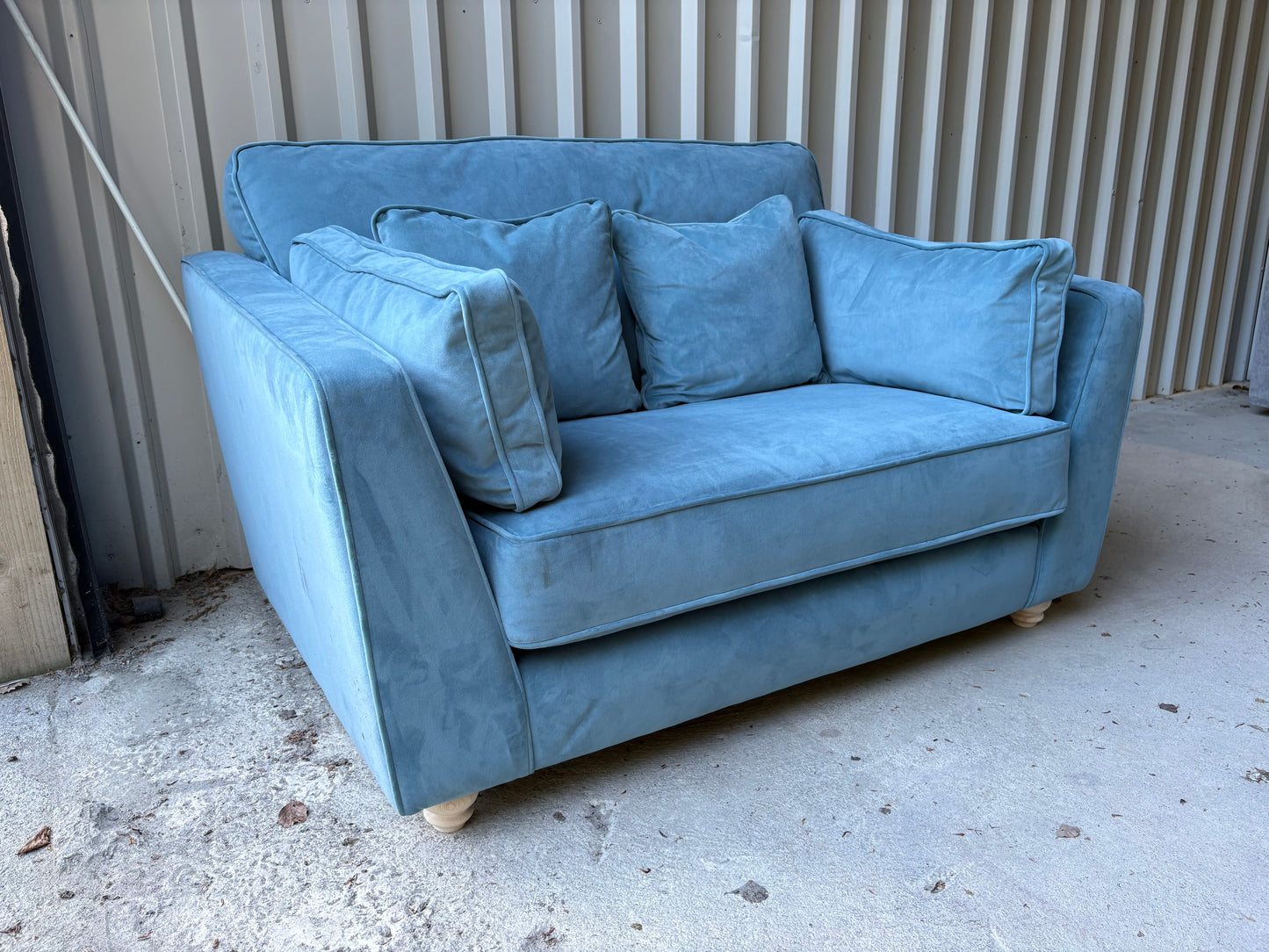 Stunning Cuddler Armchair in Baby Blue Velvet