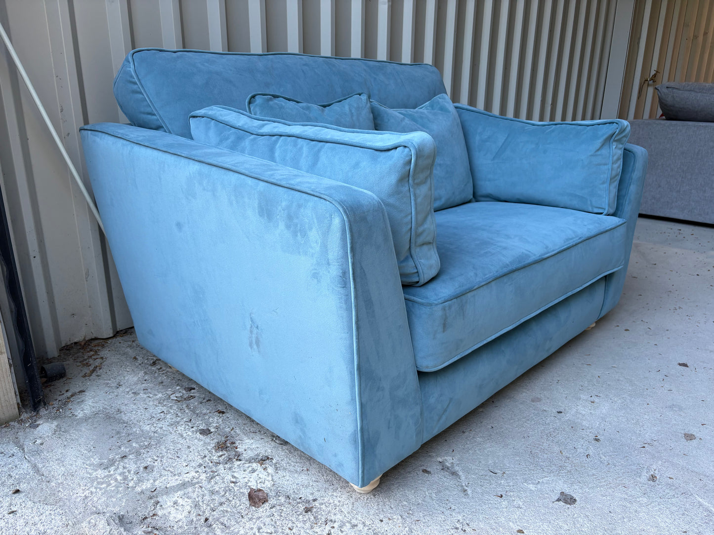 Stunning Cuddler Armchair in Baby Blue Velvet