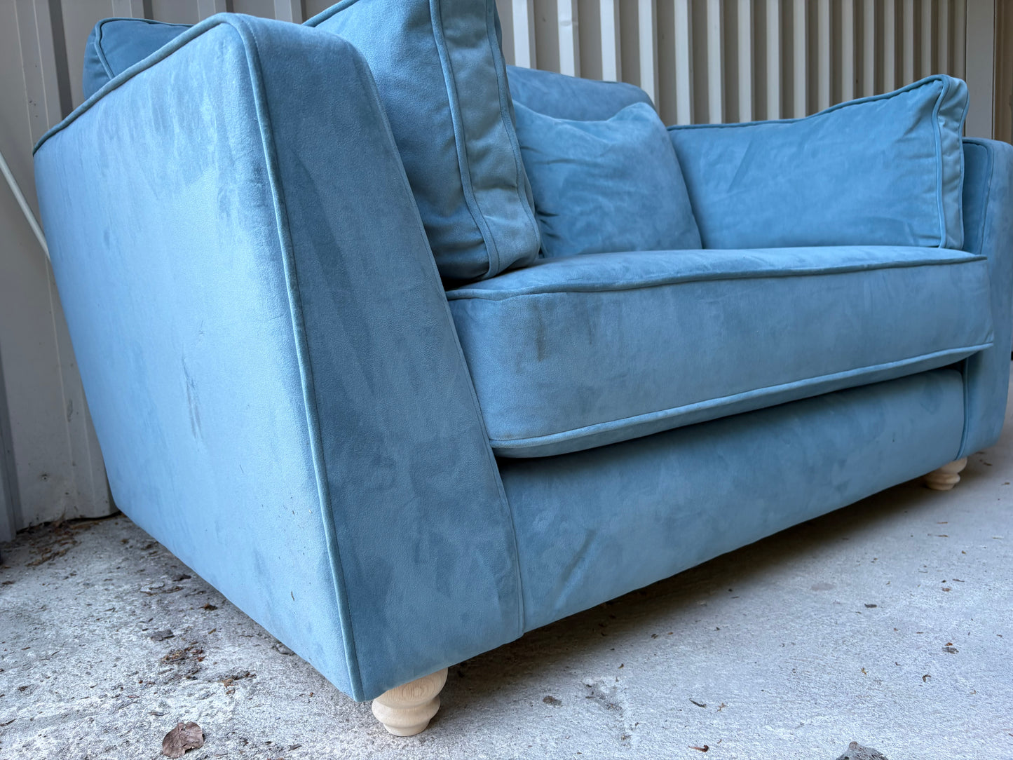 Stunning Cuddler Armchair in Baby Blue Velvet