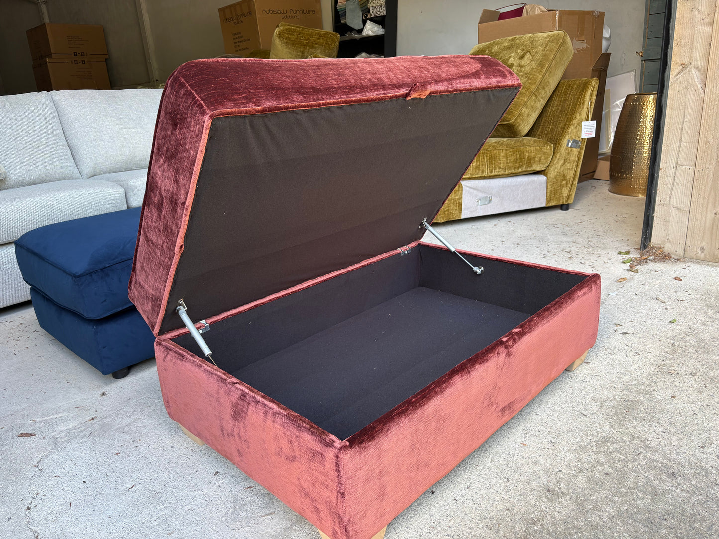 Maroon Storage Footstool