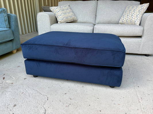 Navy Blue Velvet Footstool