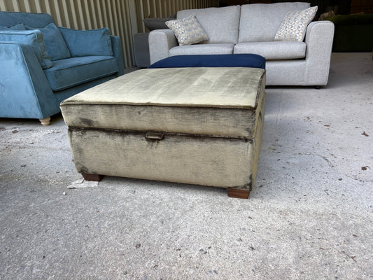 Green Velvet Storage Footstool