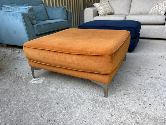 Orange Velvet Footstool