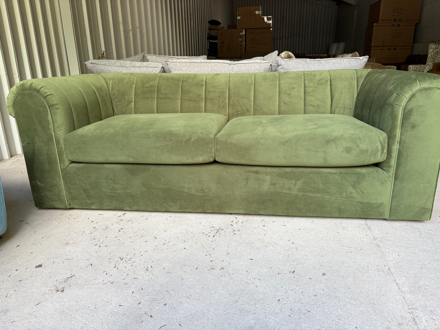 Outstanding new 3 seater sofa in Vine Green Velvet