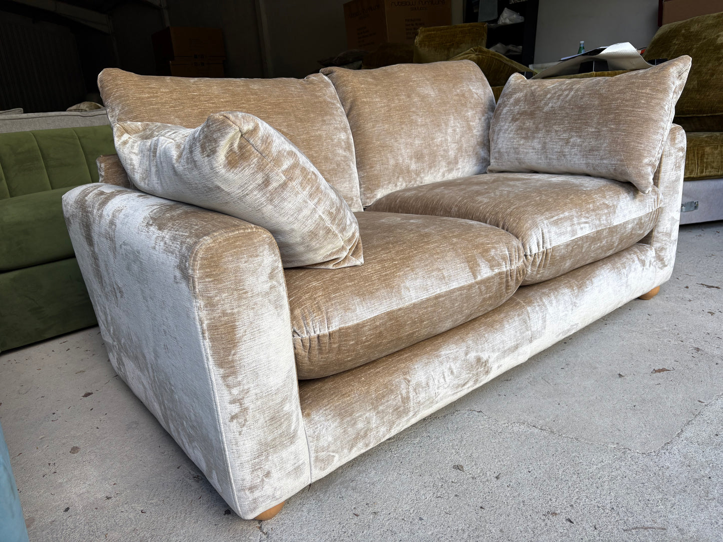 New end of season 2 seater in Champagne Velvet